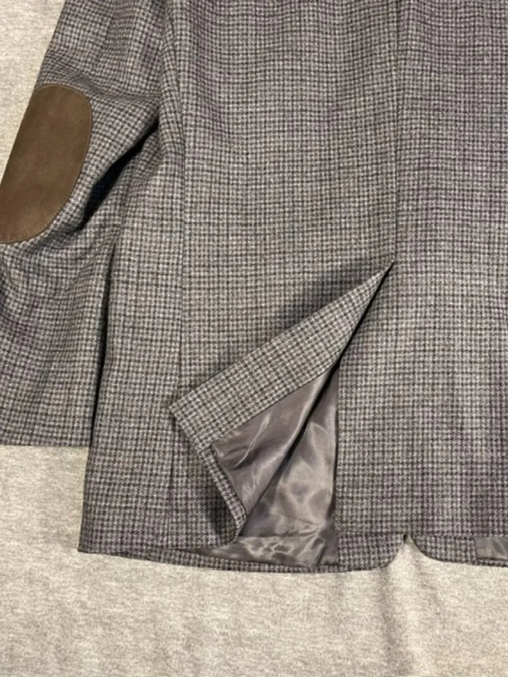 Lauren Ralph Lauren Blazer Mens 42R Gray Wool Herringbone Elbow Patch Sport Coat